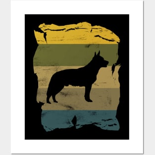 Australian Cattle Dog Distressed Vintage Retro Silhouette Posters and Art